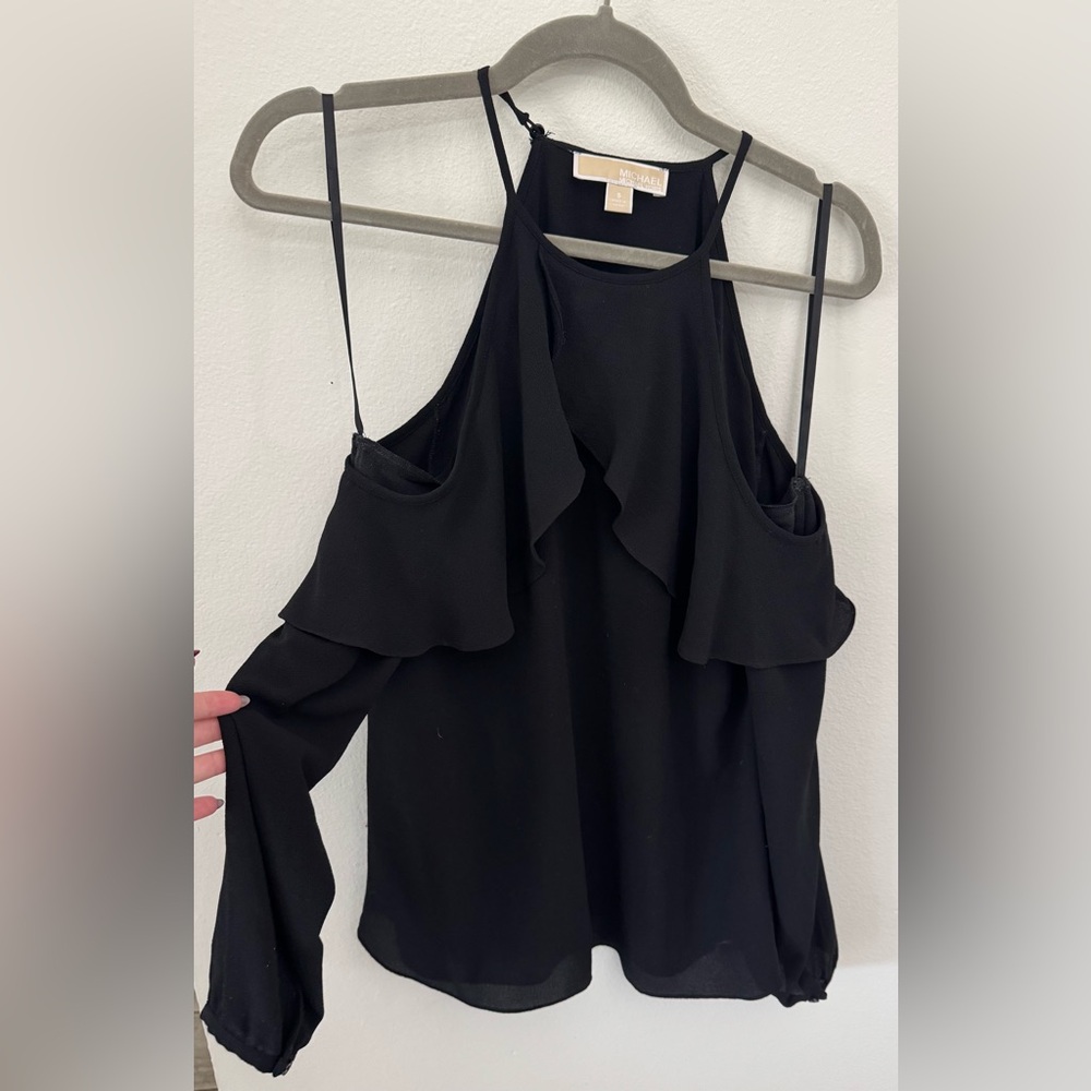 Michael Kors Black shoulder cutout blouse